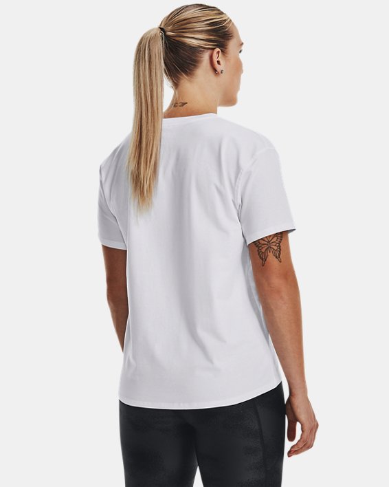 Women's UA Essential Cotton Stretch T-Shirt, White, pdpMainDesktop image number 1